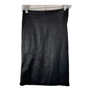 Theory Size P XS Black Lamb Leather Merino Wool Knit Skirt Knee Length